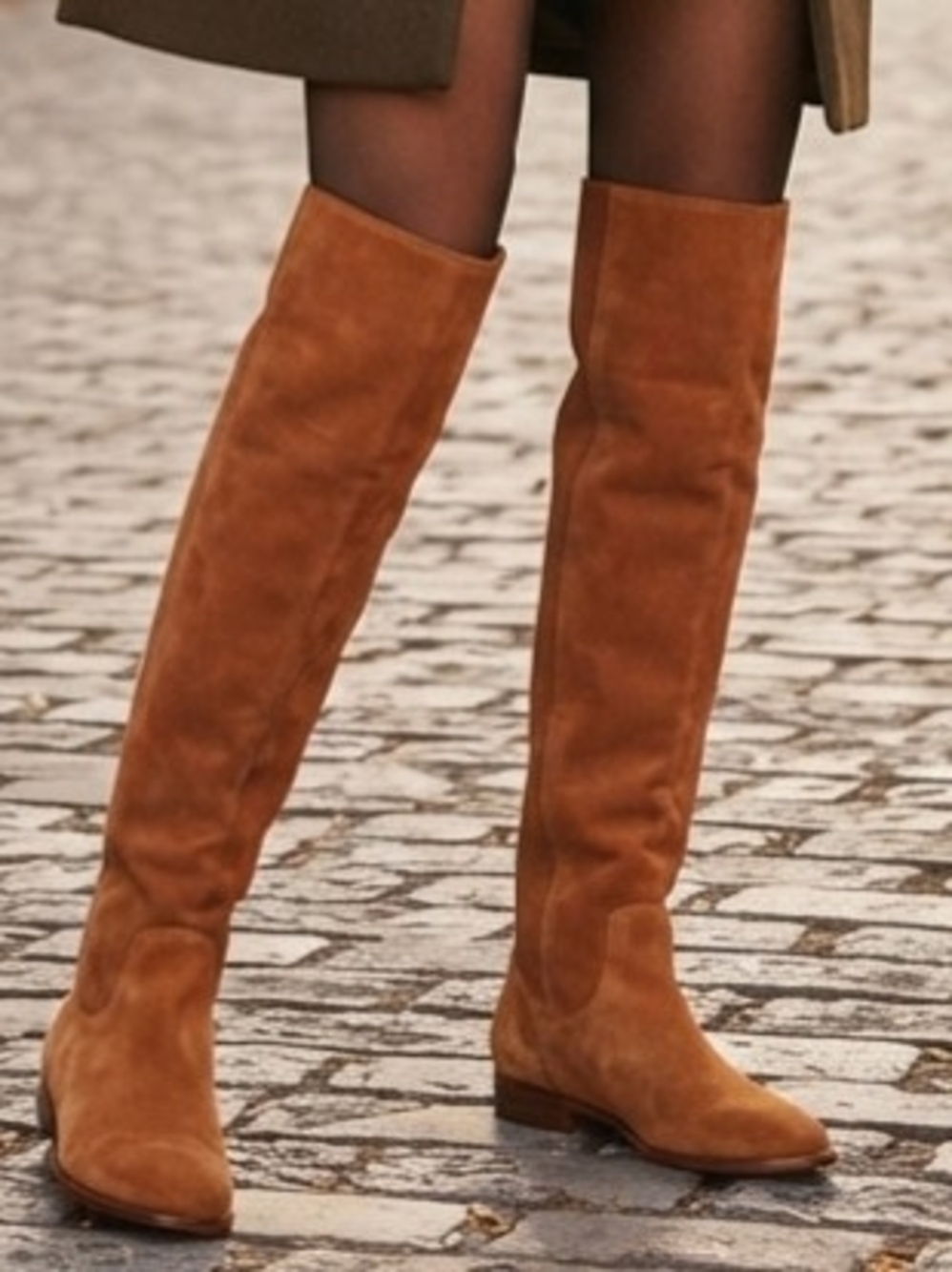 Gianni Bini Over-the-Knee Suede Boots in Tan